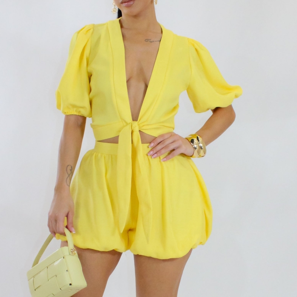 Bubble Shorts & Top Set- Yellow